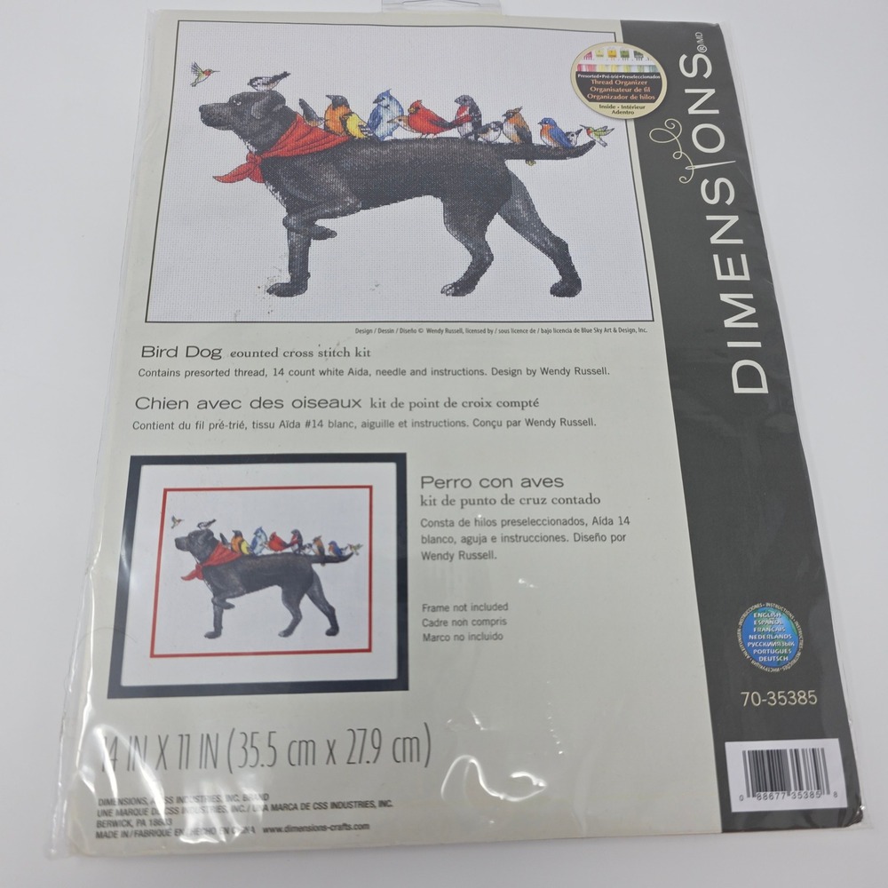 Dimensions Bird Dog Counted Cross Stitch Kit 14x11 Wendy Russell Lab Birds 35385